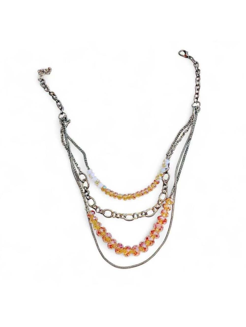 Multi-Strand Amber Beaded Layered Necklace